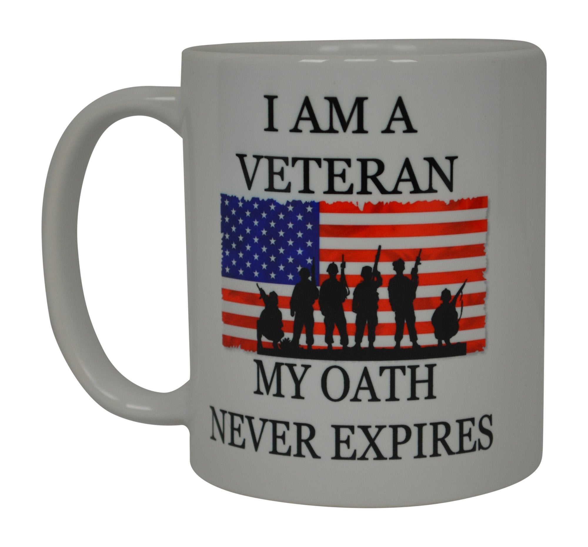 Rogue River Tactical veteran mug with USA flag, ideal for daily coffee moments