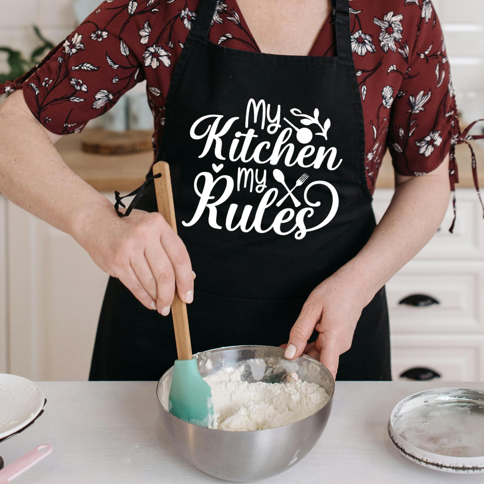 Rokasreke funny women's apron for cooking and baking adds humor to meals.