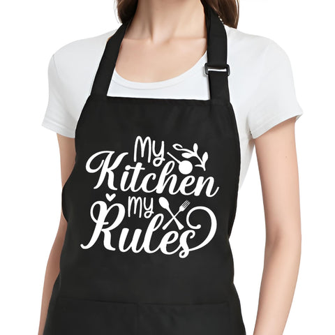 Rokasreke women's apron with pockets front view for convenient tool and phone access.