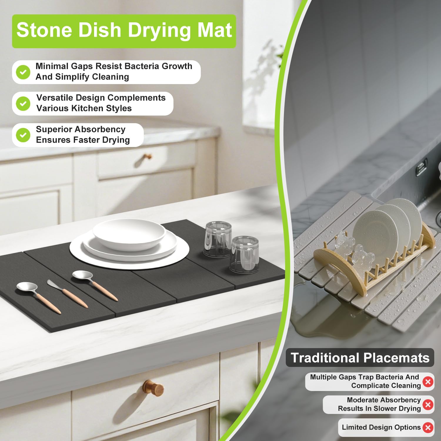 ROLENTIC diatomaceous earth core close-up highlights rapid absorption.