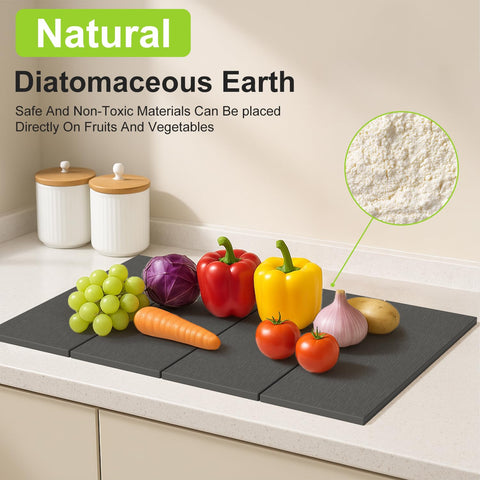 ROLENTIC stone drying mat on kitchen counter ready for use.