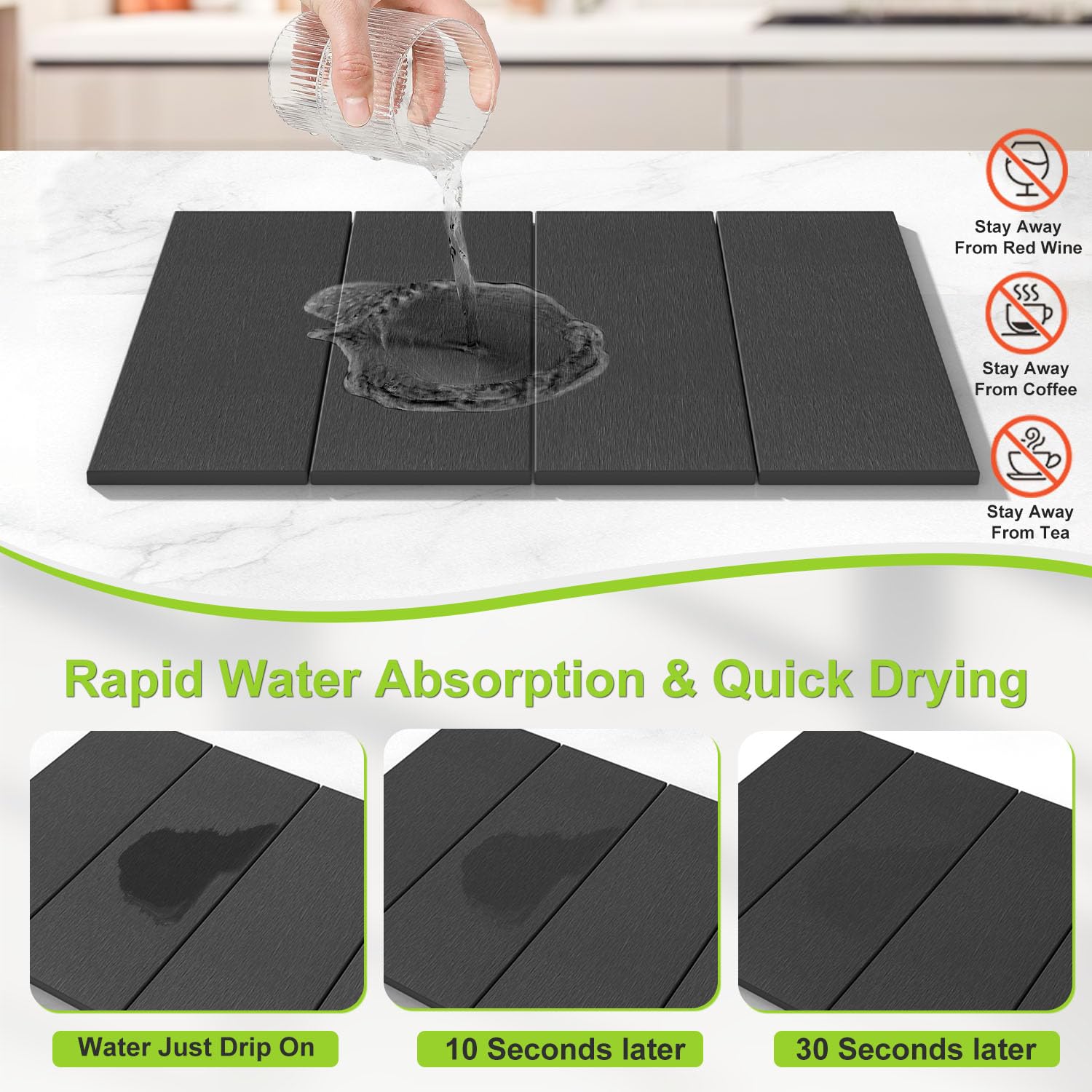 ROLENTIC foldable stone drying mat close-up shows compact storage potential.