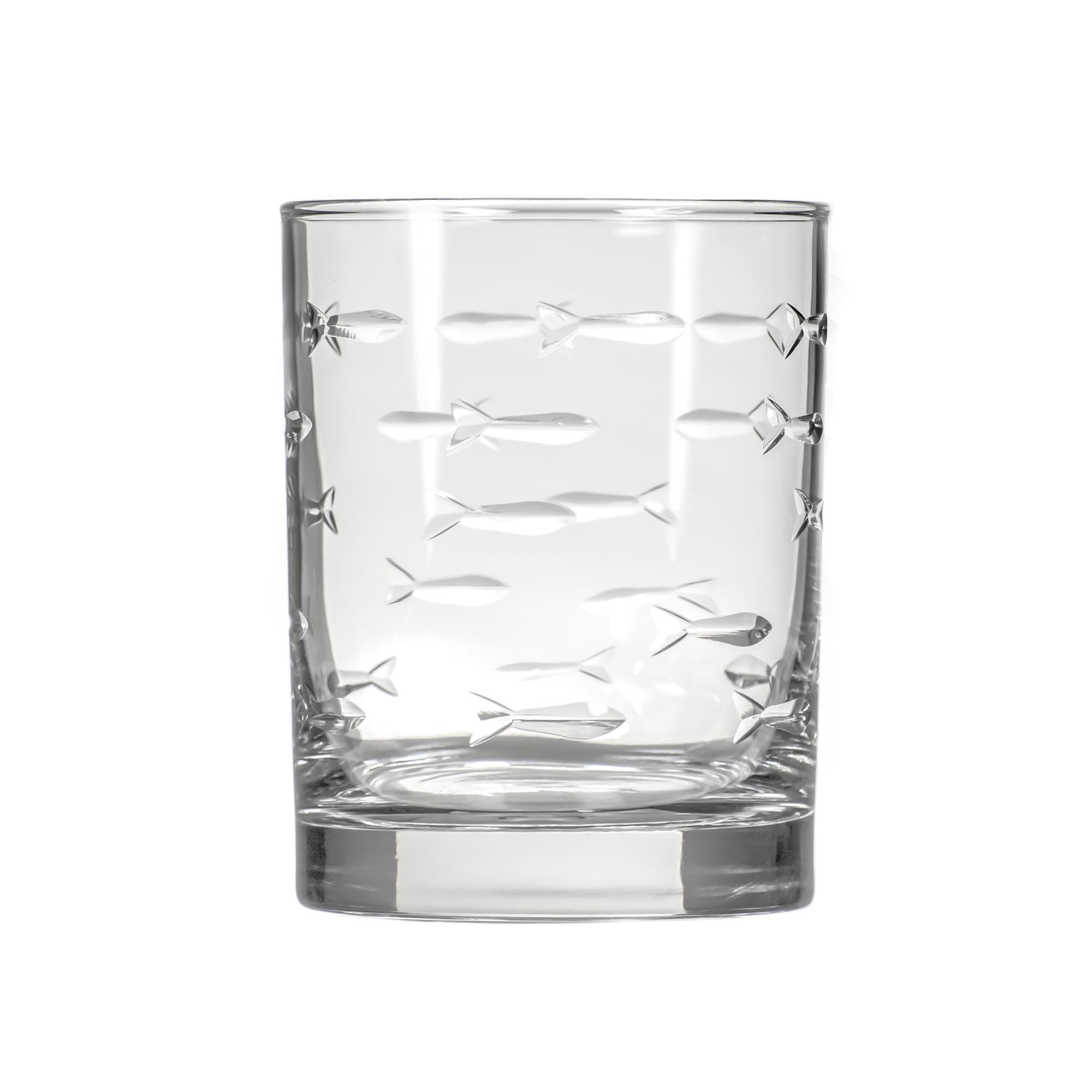 Rolf Glass diamond-wheel engraving detail on the School of Fish glasses