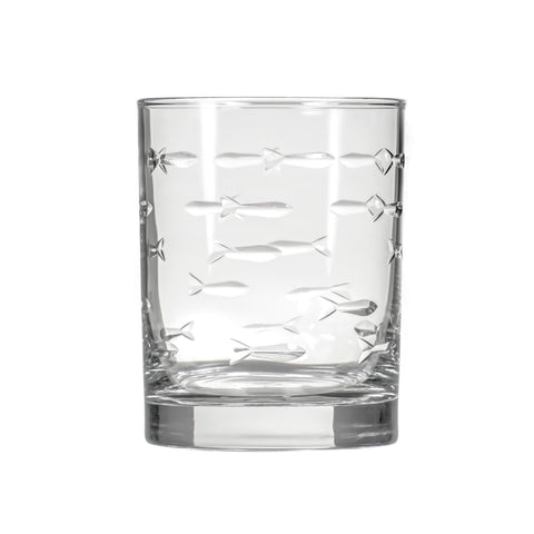 Rolf Glass diamond-wheel engraving detail on the School of Fish glasses