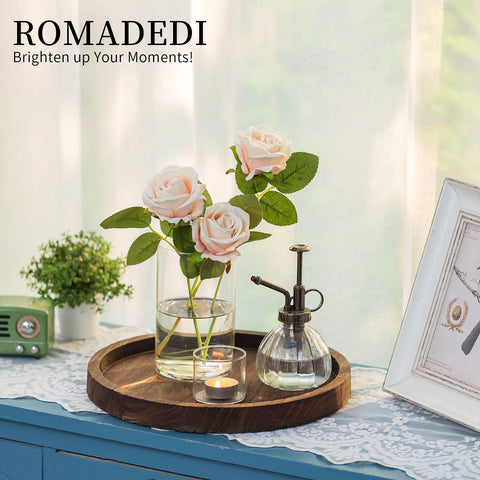 Romadedi wood tray with unique grain enhances farmhouse-style decor gracefully.