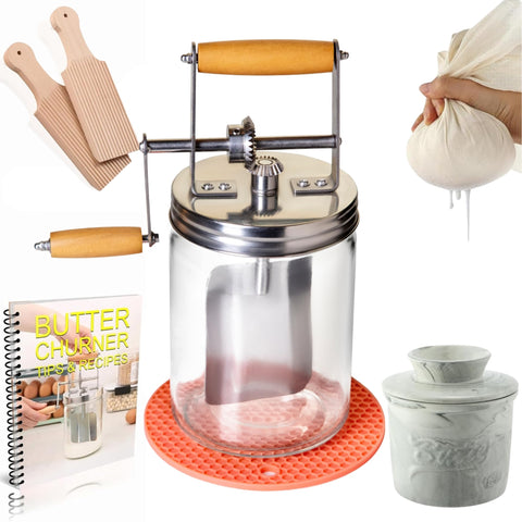 Dazey Butter Churn hand crank in action for fresh butter at home