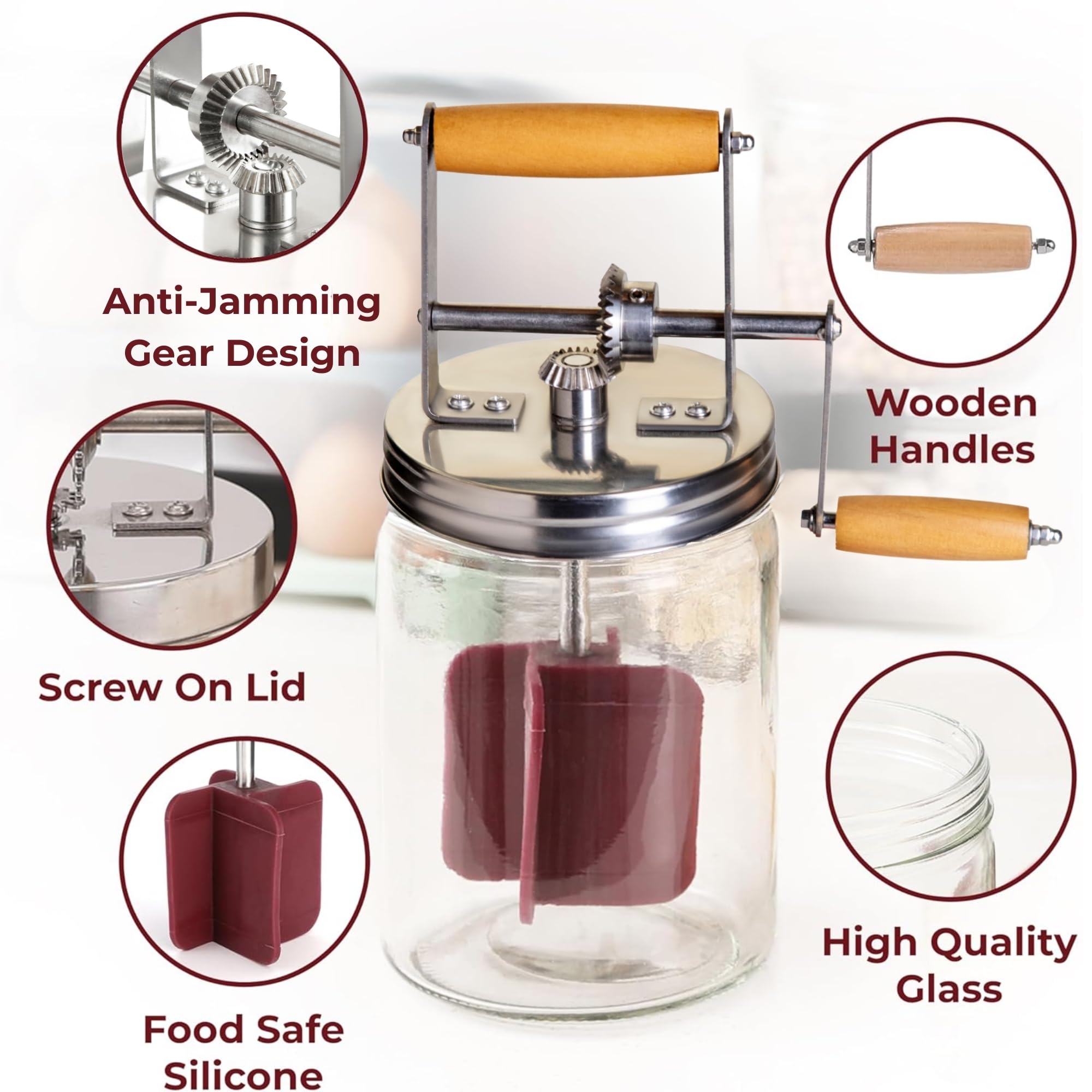 Dazey Butter Churner and cheese cloth for cleaner straining and moisture control.