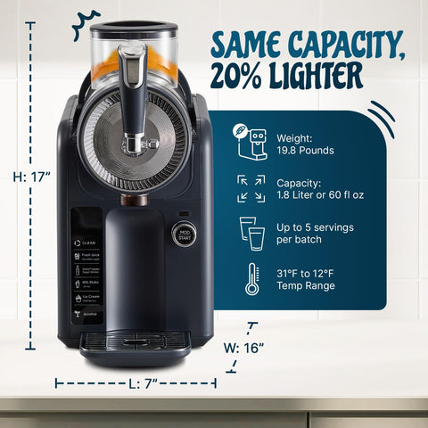 Roman Ventures slushie machine 1.8L capacity marking.