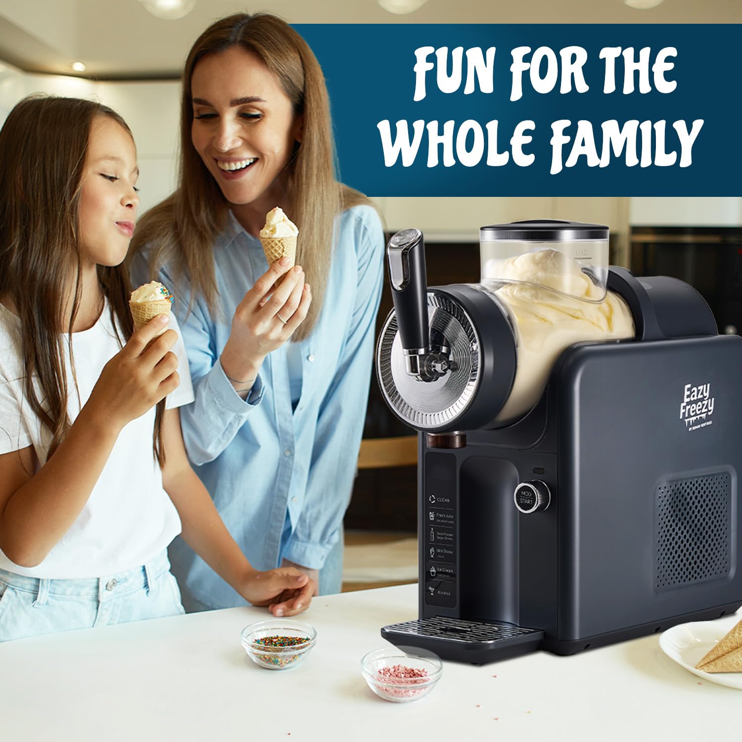 Roman Ventures slushie machine dishwasher-safe parts ready for quick cleanup.