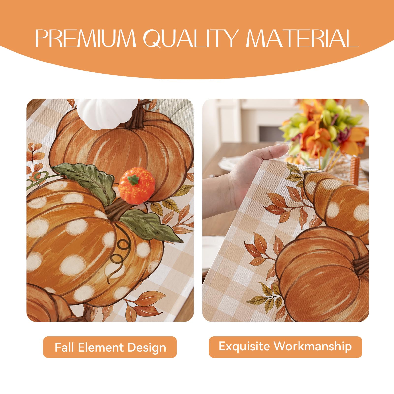 Romanstile 13x72 inch table runner adding autumn color to dining surface