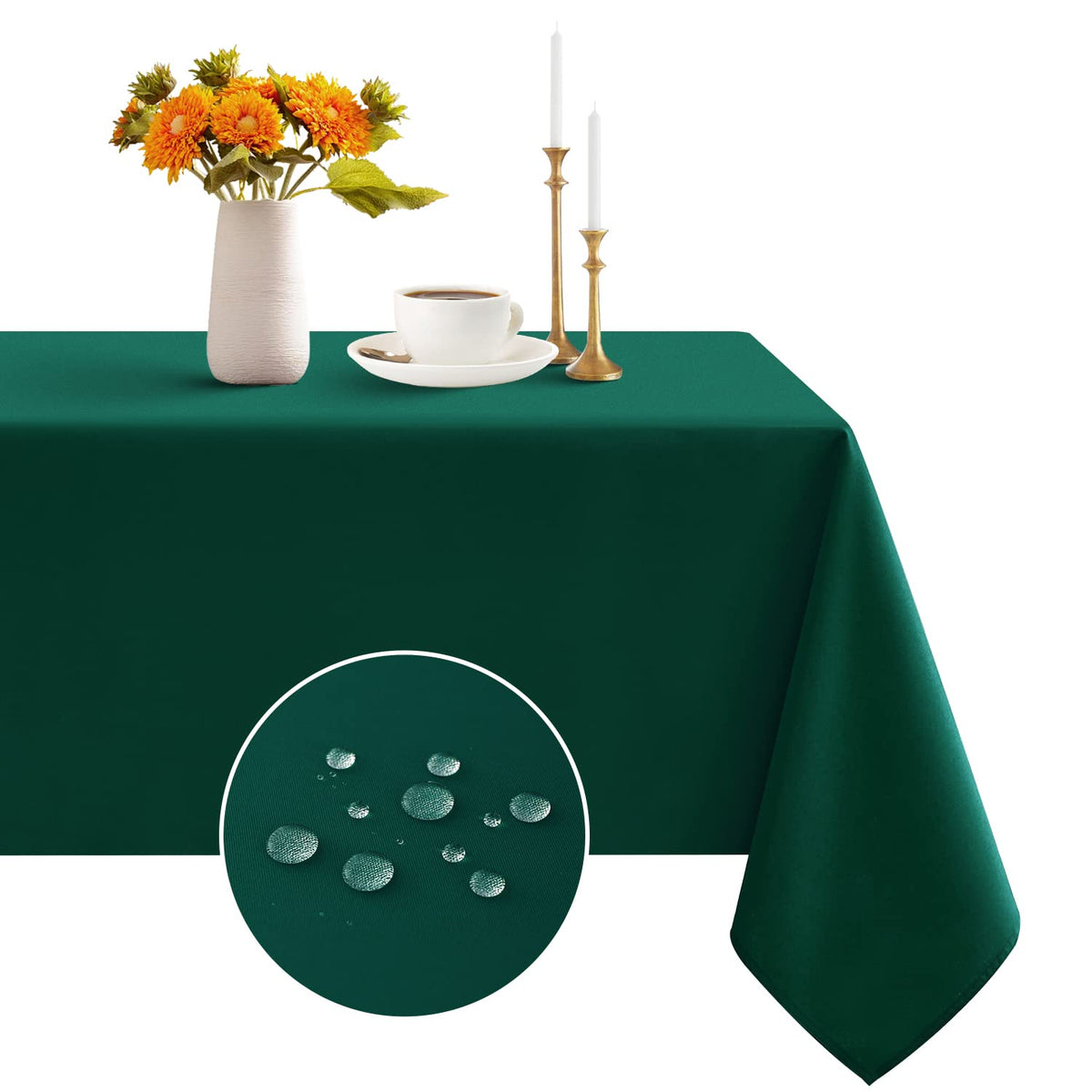 Romanstile Christmas rectangle tablecloth 60x84 green waterproof protects spills and cleans easily.