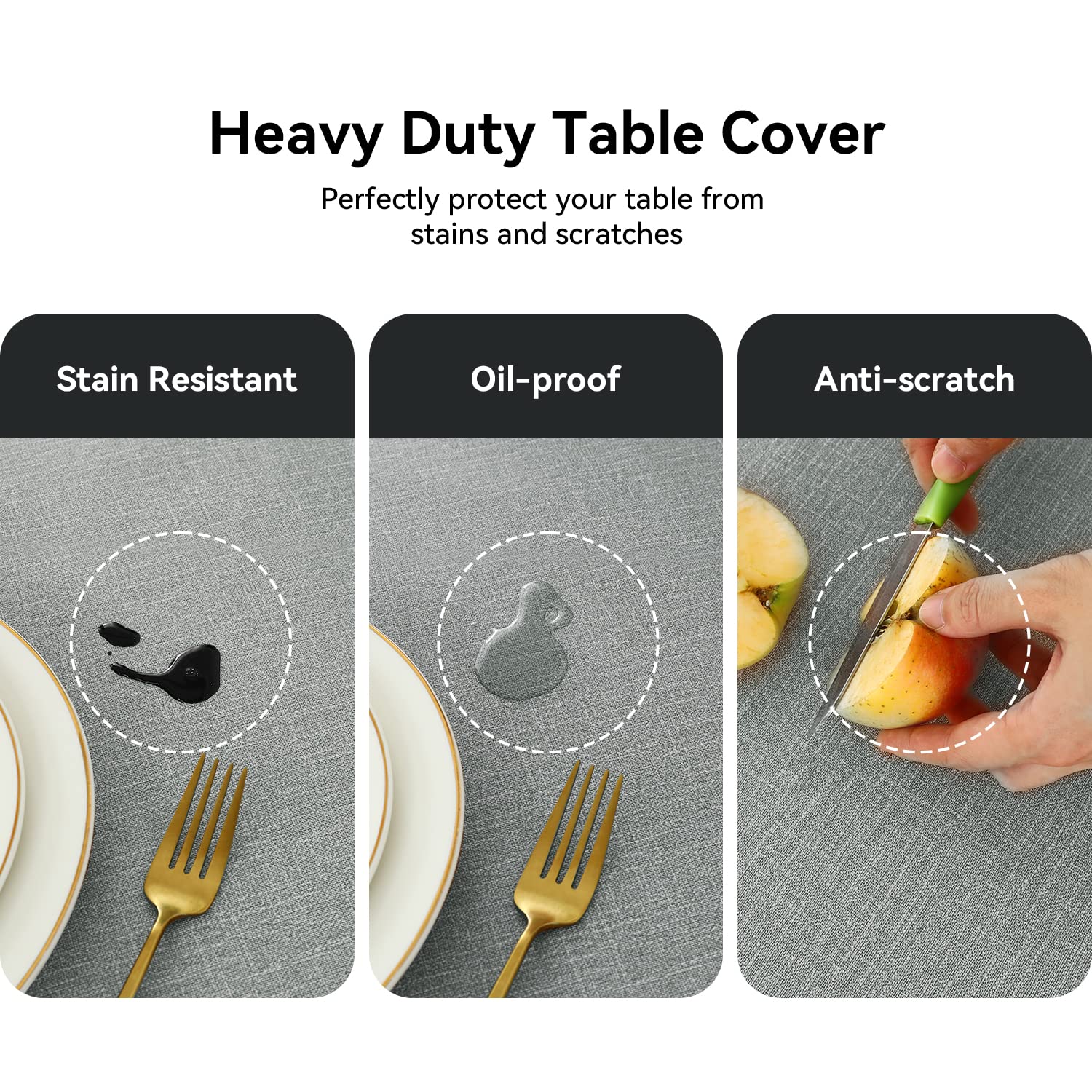 Romanstile cut-to-fit PVC tablecloth adaptable to irregular table edges