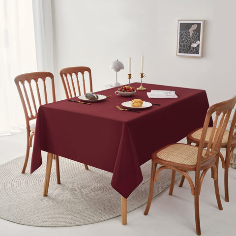 Romanstile rectangle tablecloth with hemmed edges adds refined, durable finishing