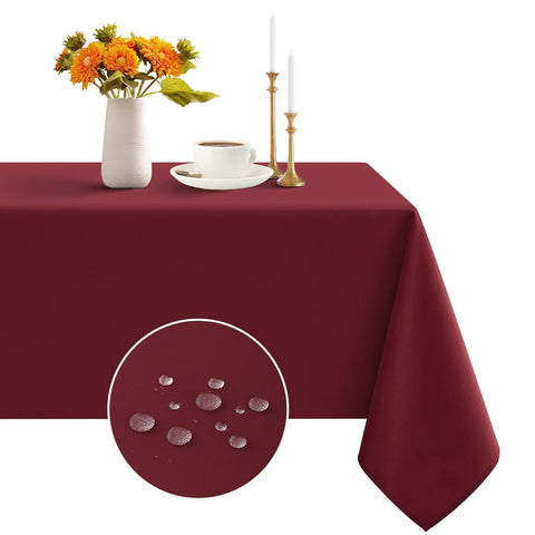 Romanstile rectangle tablecloth waterproof burgundy enhances spill resistance during meals