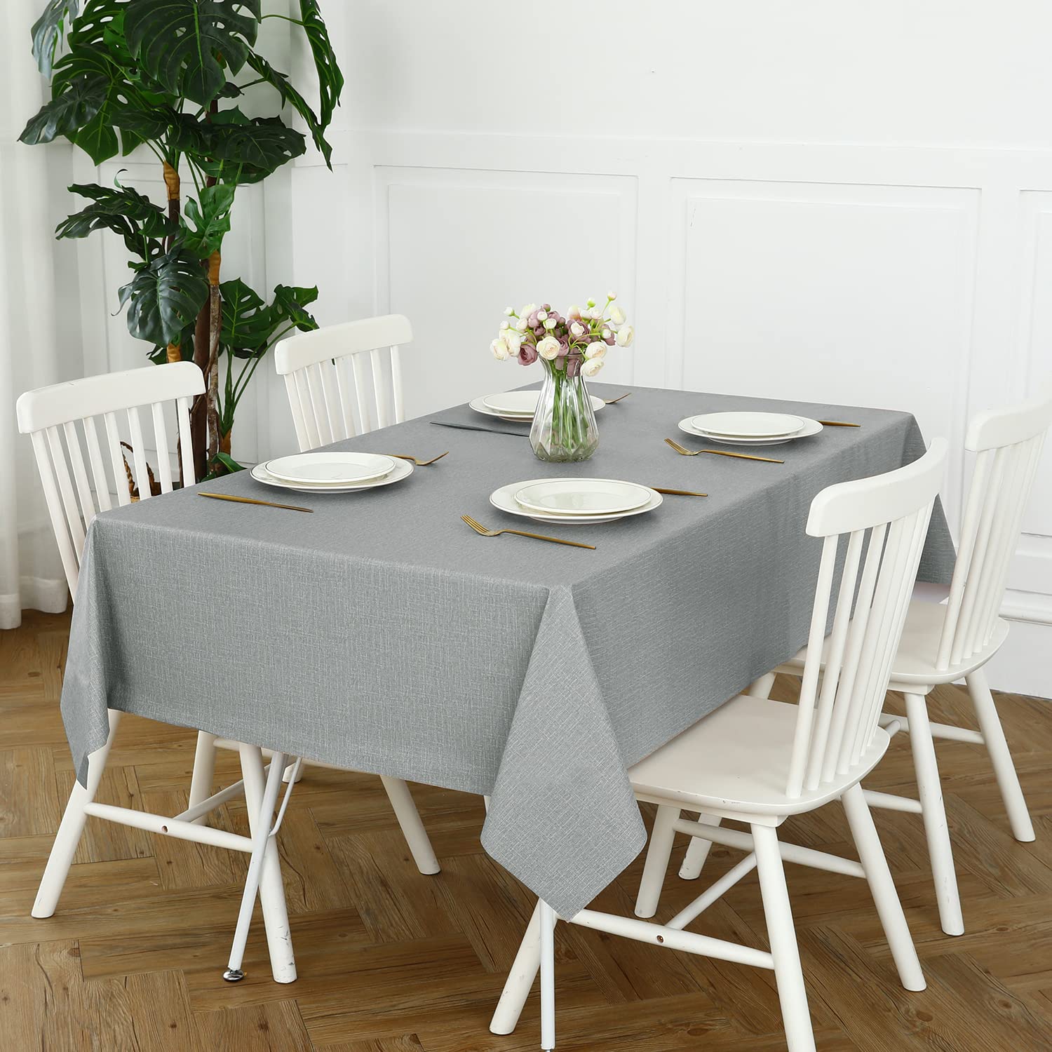 Romanstile stain-resistant vinyl table cover ready for quick wipe-clean after meals