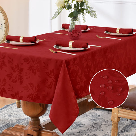 Romanstile Valentine jacquard tablecloth with floral damask elevates holiday dining.