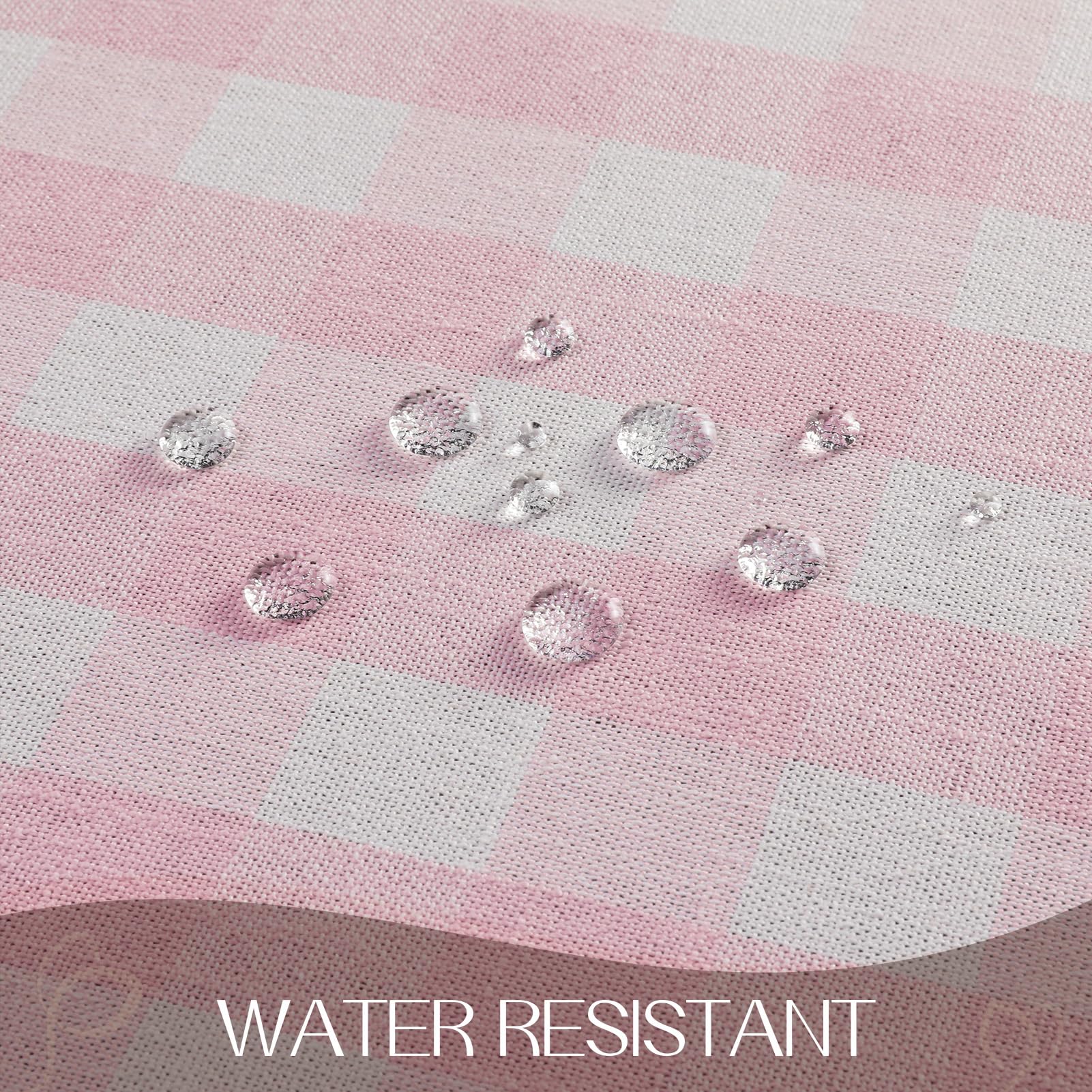 Romanstile Valentines pink gingham tablecloth suitable for indoor and outdoor gatherings.