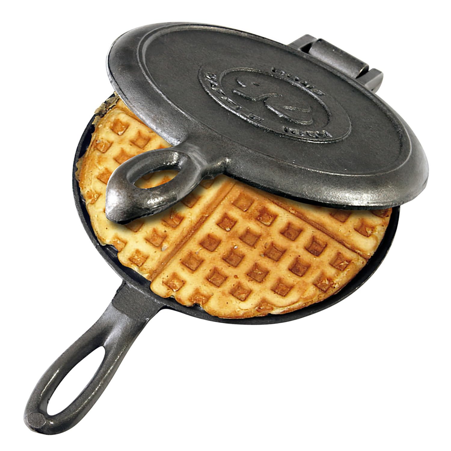 Rome cast iron waffle iron shows durable outdoor construction