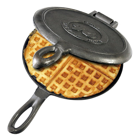 Rome cast iron waffle iron shows durable outdoor construction