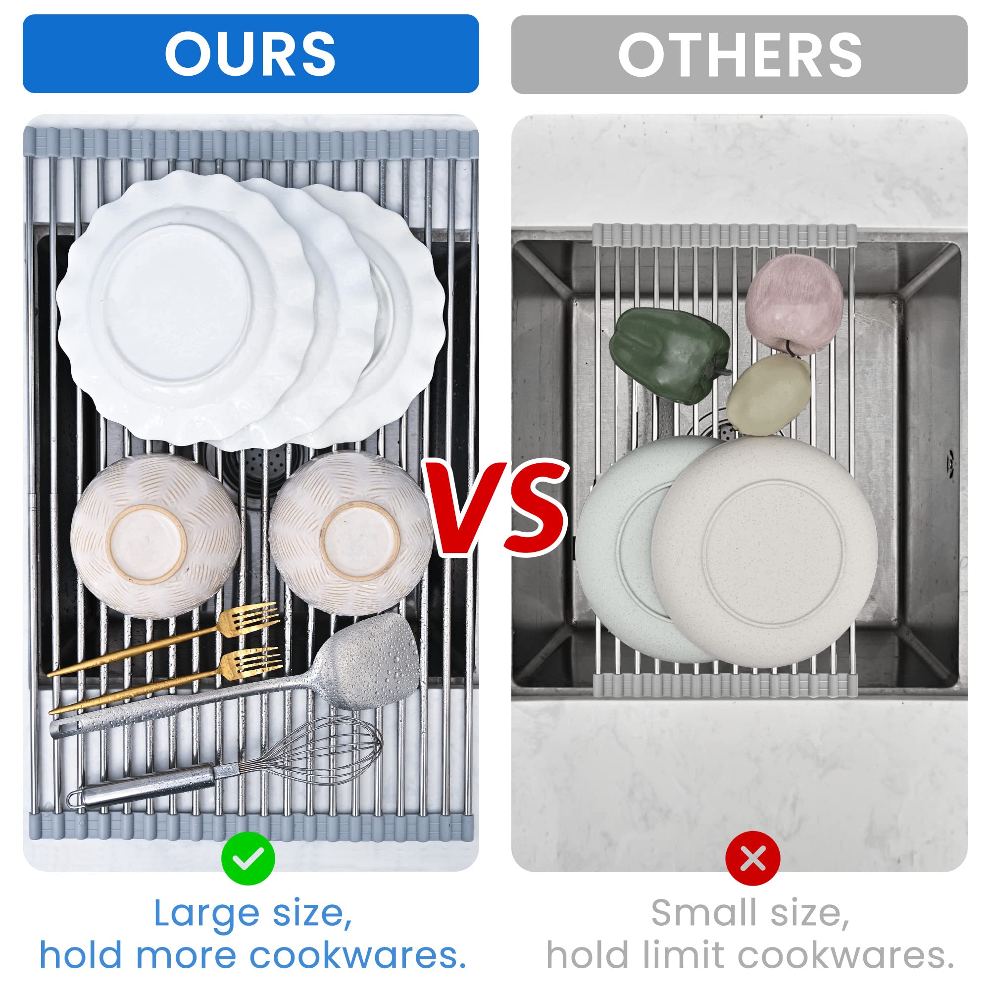Romise Roll Up Drying Rack withstands heat up to 400°F for quick prep.