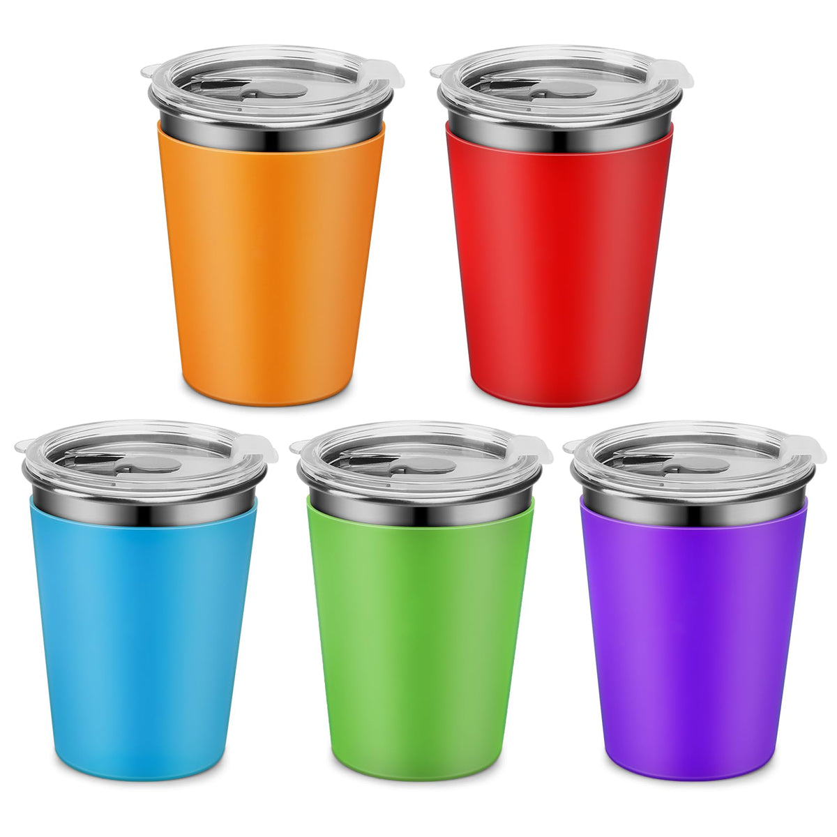 Rommeka Kids Cups with Lids 12oz, durable stainless steel for daily use.