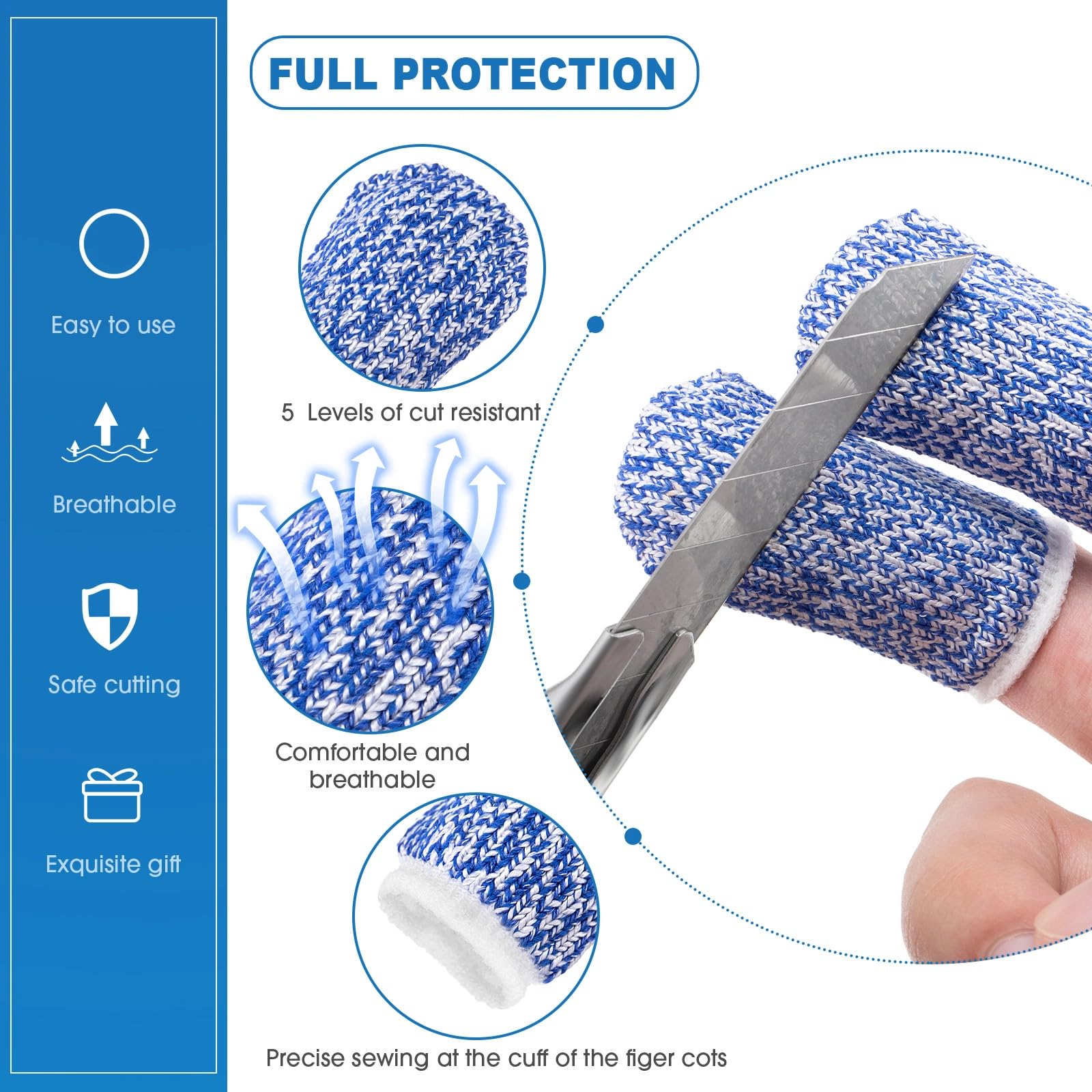 Romooa blue cut-resistant finger covers for safe, confident food prep