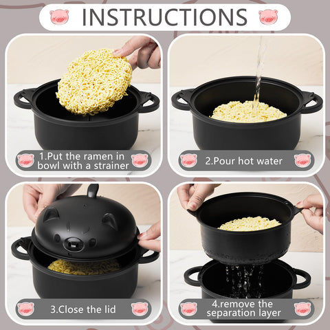 Romooa microwave-safe bowl with strainer lid for easy draining.