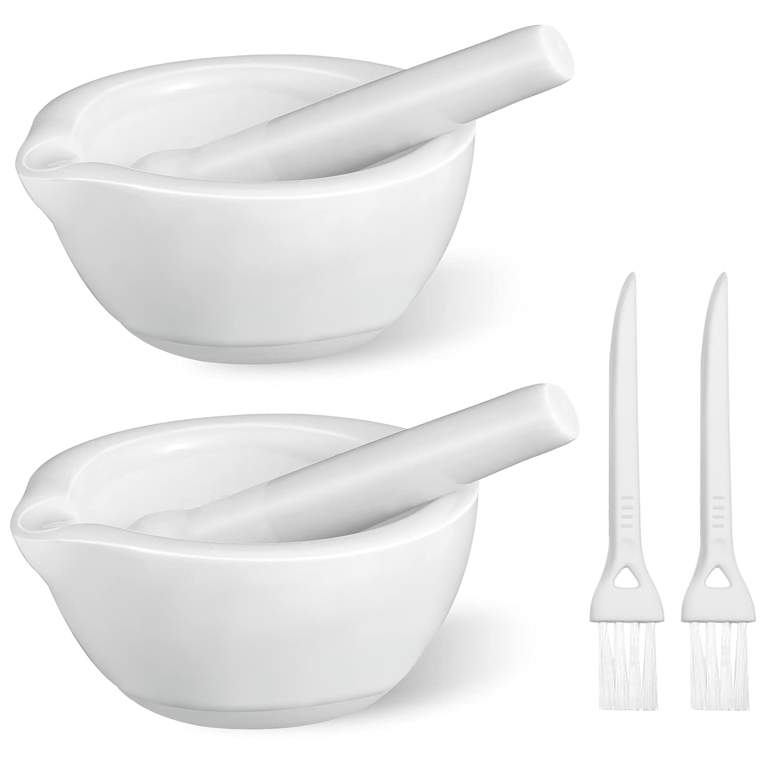Romooa two-set porcelain mortar and pestle pack for versatile spice grinding