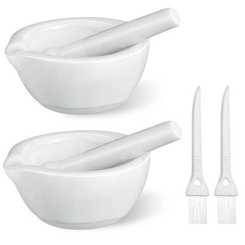 Romooa two-set porcelain mortar and pestle pack for versatile spice grinding