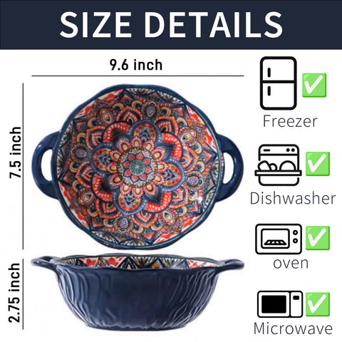 Ronanemon Bohemia blue bowl close-up of handle for daily meals