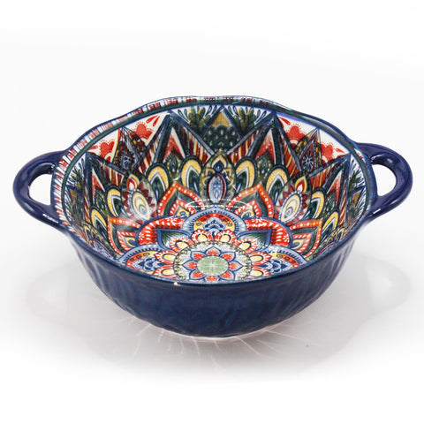 Ronanemon Bohemia blue bowl side view, versatile for soups and salads