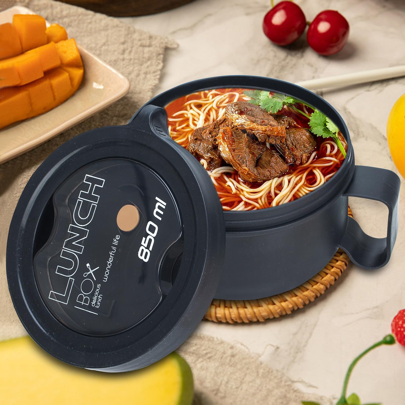 Ronanemon ramen bowl lid with steam vent for splatter-free microwave heating