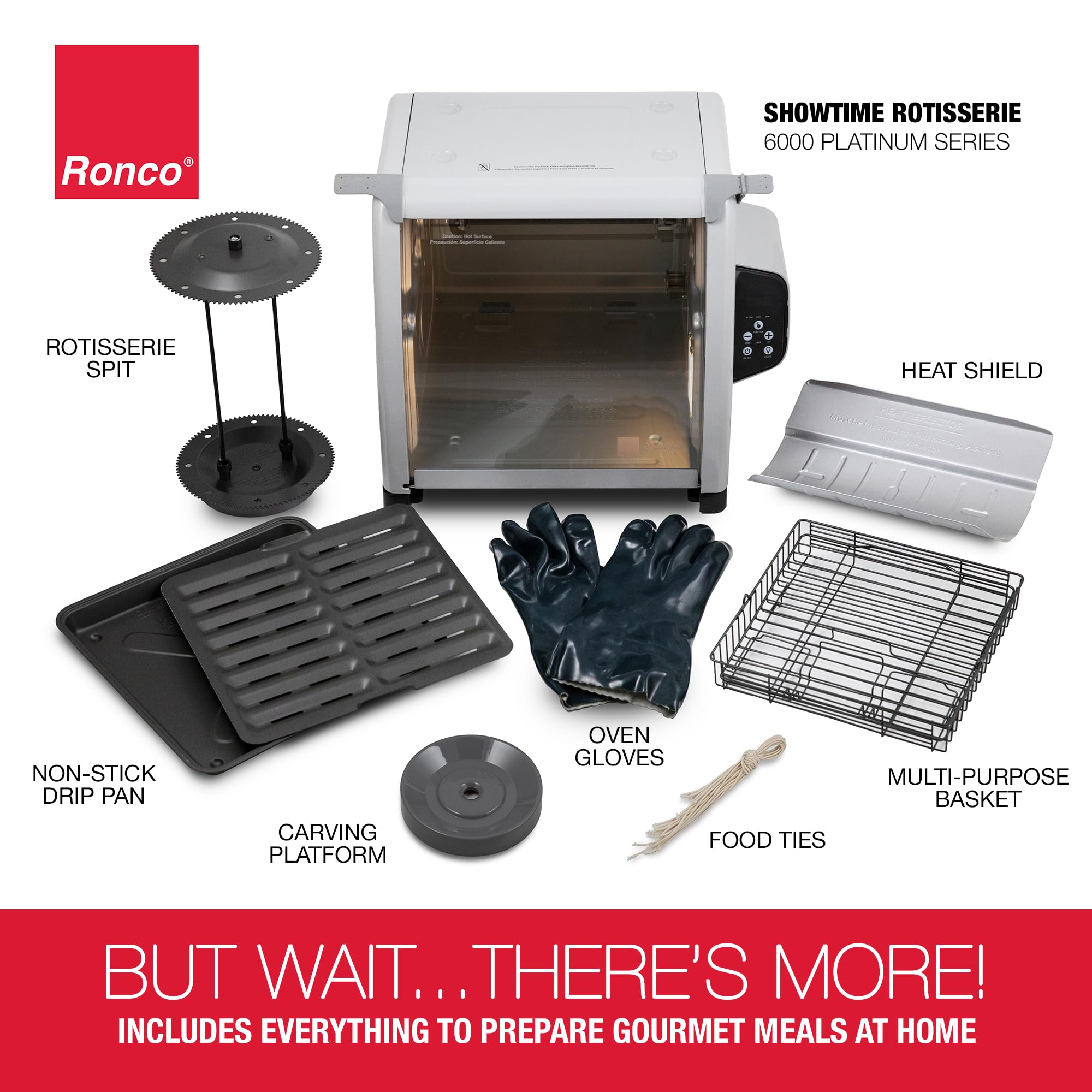 Ronco 6000 Platinum Oven cleaning accessories and drip tray for easy maintenance.
