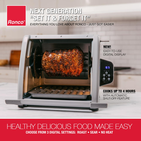 Ronco 6000 Platinum Oven digital display showing precise timing and temperature control.
