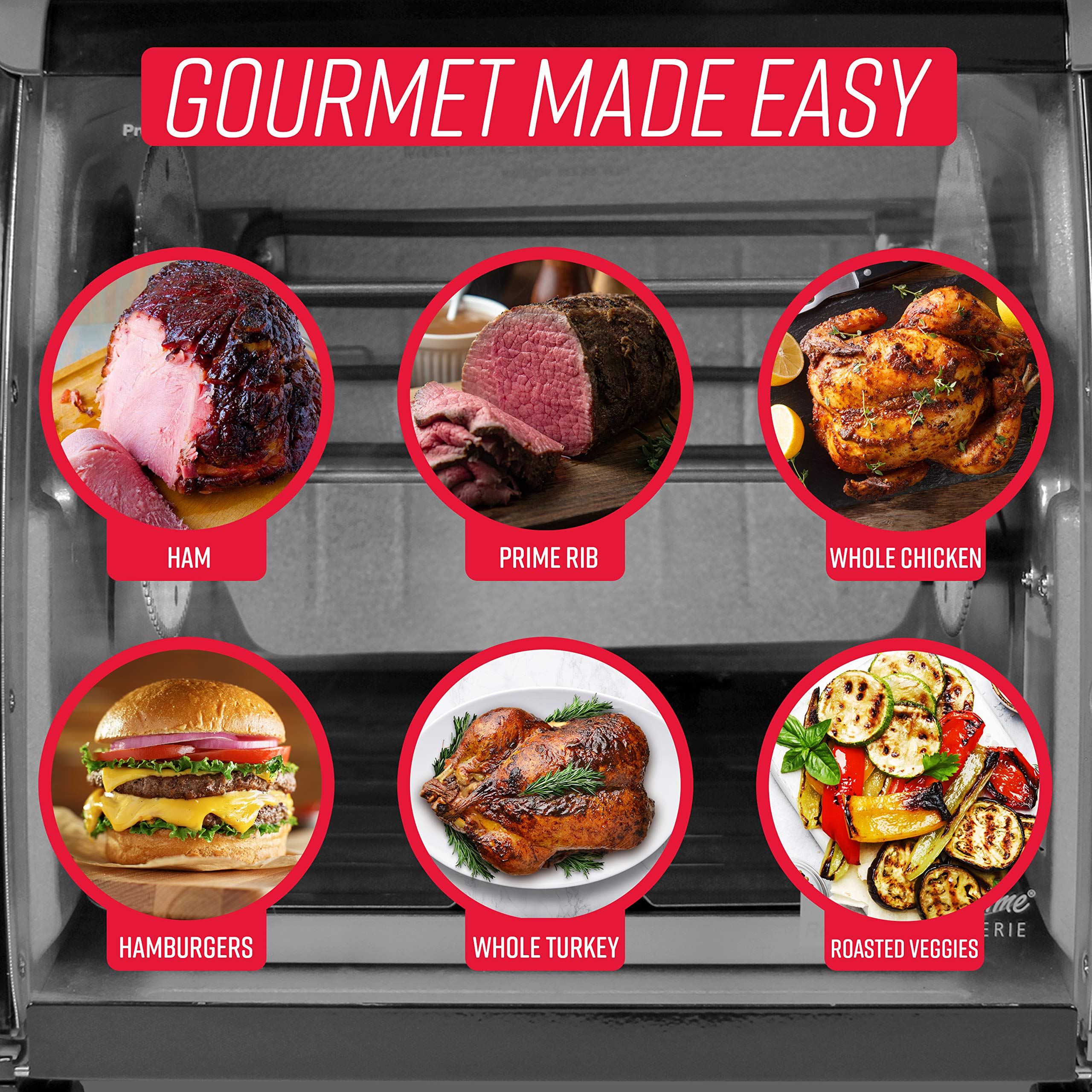 Ronco Modern Rotisserie Oven interior and drip tray easy to wipe clean.