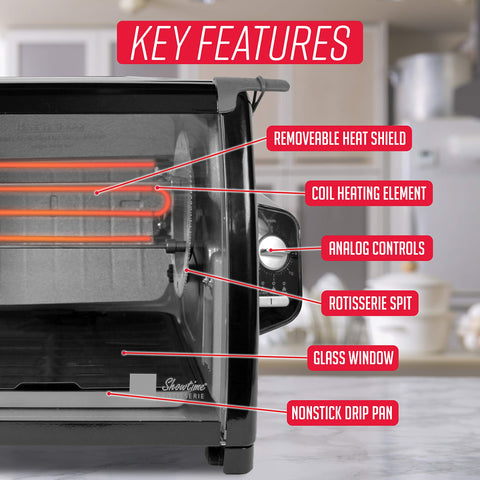 Ronco Modern Rotisserie Oven includes multi-purpose basket for vegetables and fish.