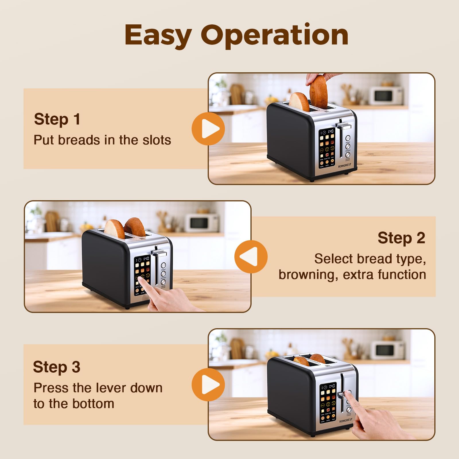 RONGBEST reheat, defrost, and cancel buttons for versatile cycles