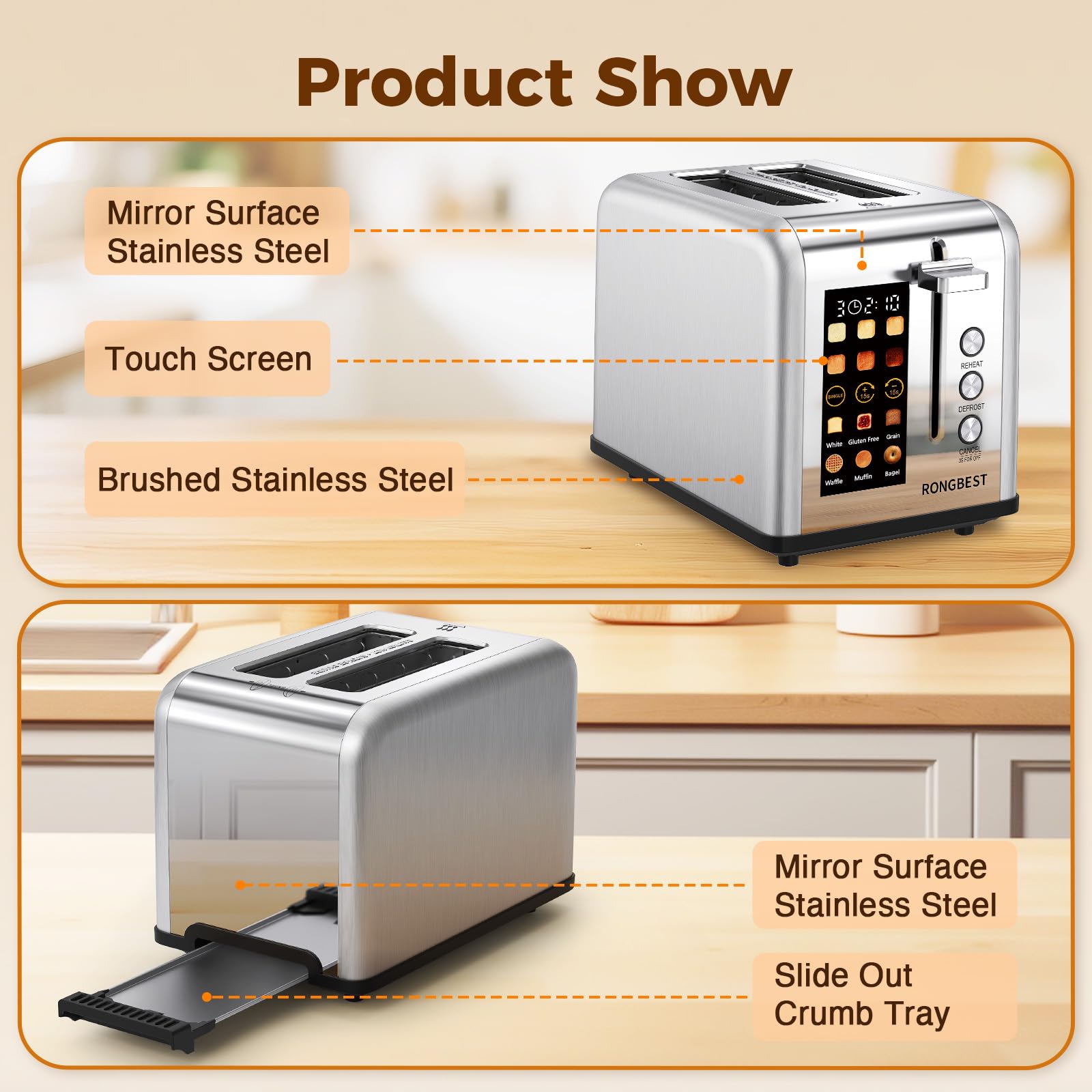 RONGBEST stainless steel finish blends premium look with durable kitchen performance.