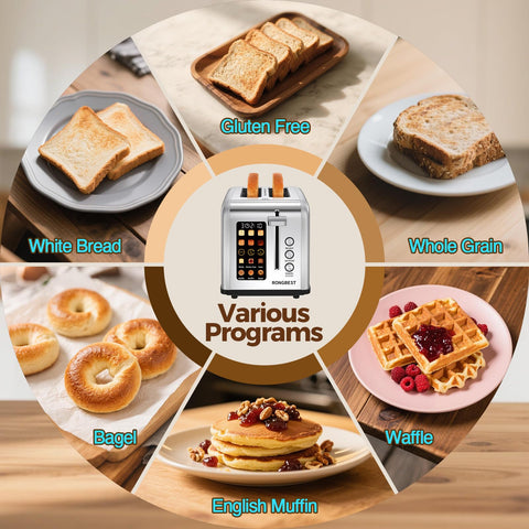 RONGBEST single slice mode ensures consistent browning when toasting one slice.