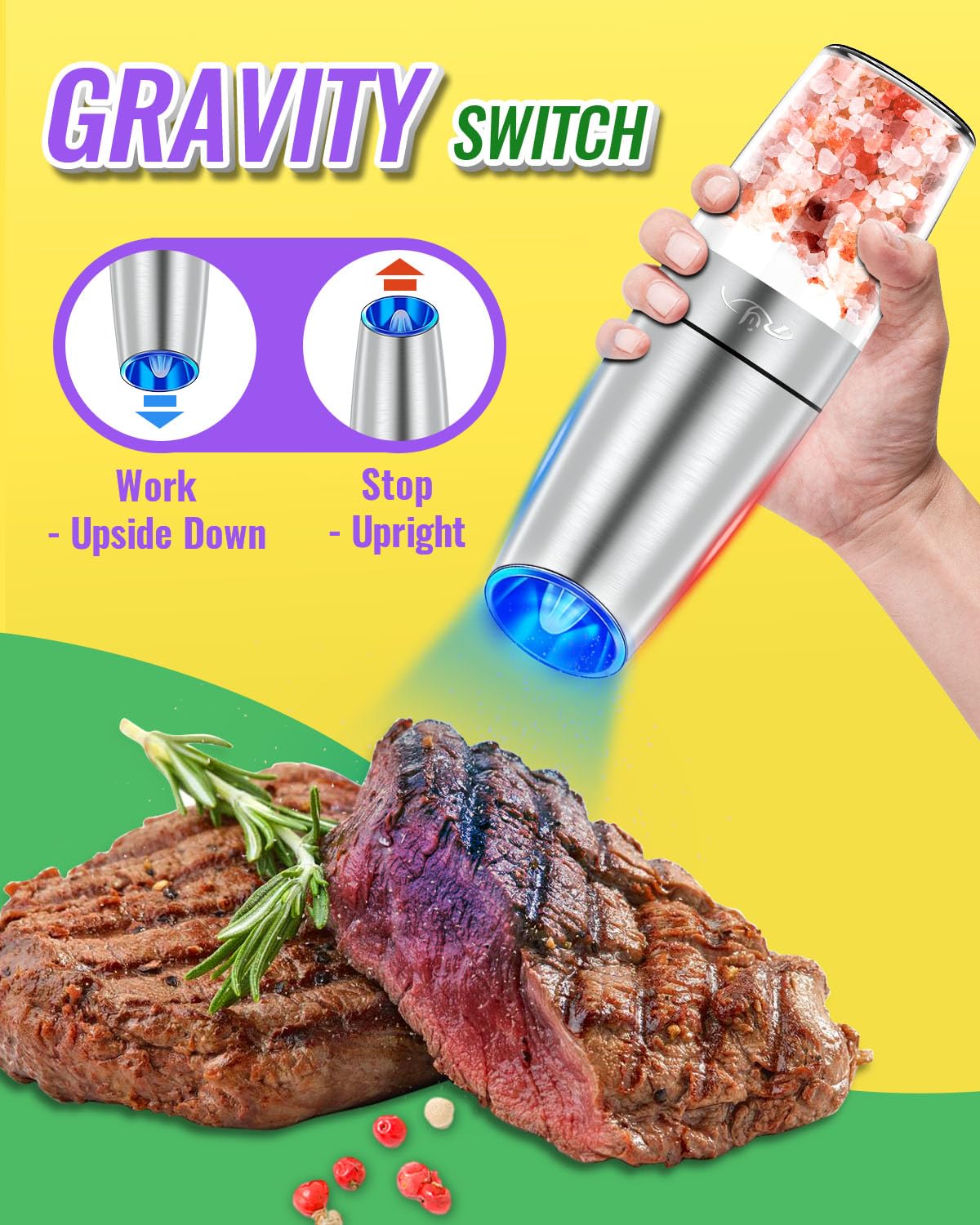 Rongyuxuan pepper mill designed for one-hand use, keeping the other hand free
