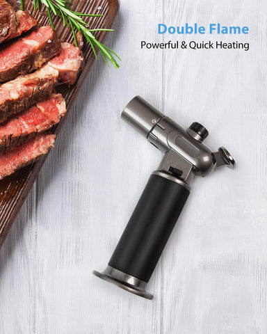 RONXS torch lighter featuring continuous flame lock for steady hands during cooking.