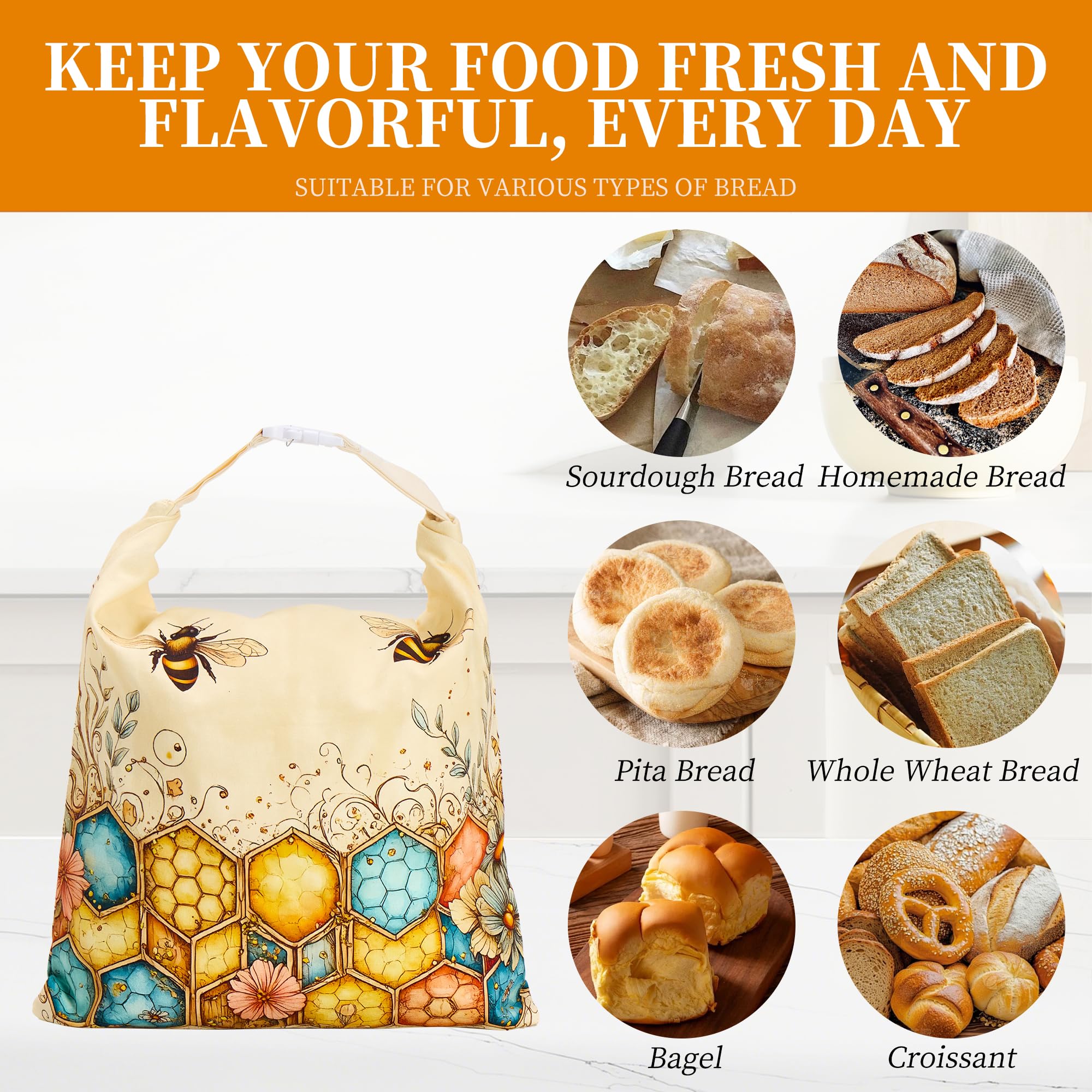 Ronxzas kitchen storage bag in use for fresh bread and produce.
