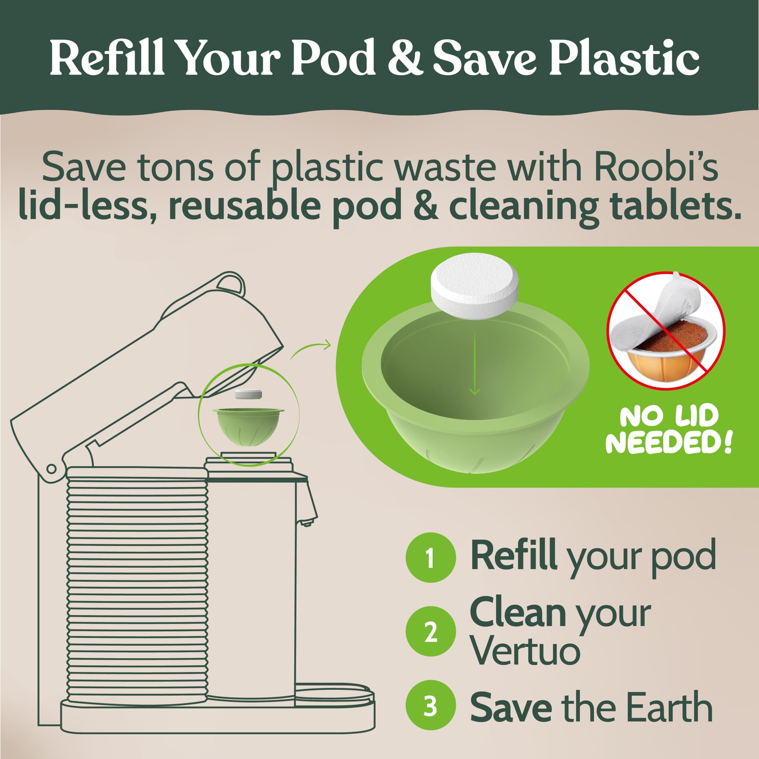 Roobi eco-friendly formula badge highlighting carbon-neutral cleaning.