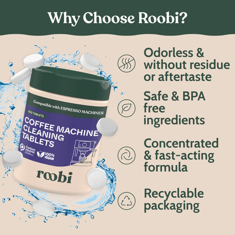 Roobi eco-packaging label with BPA-free materials for safe use.