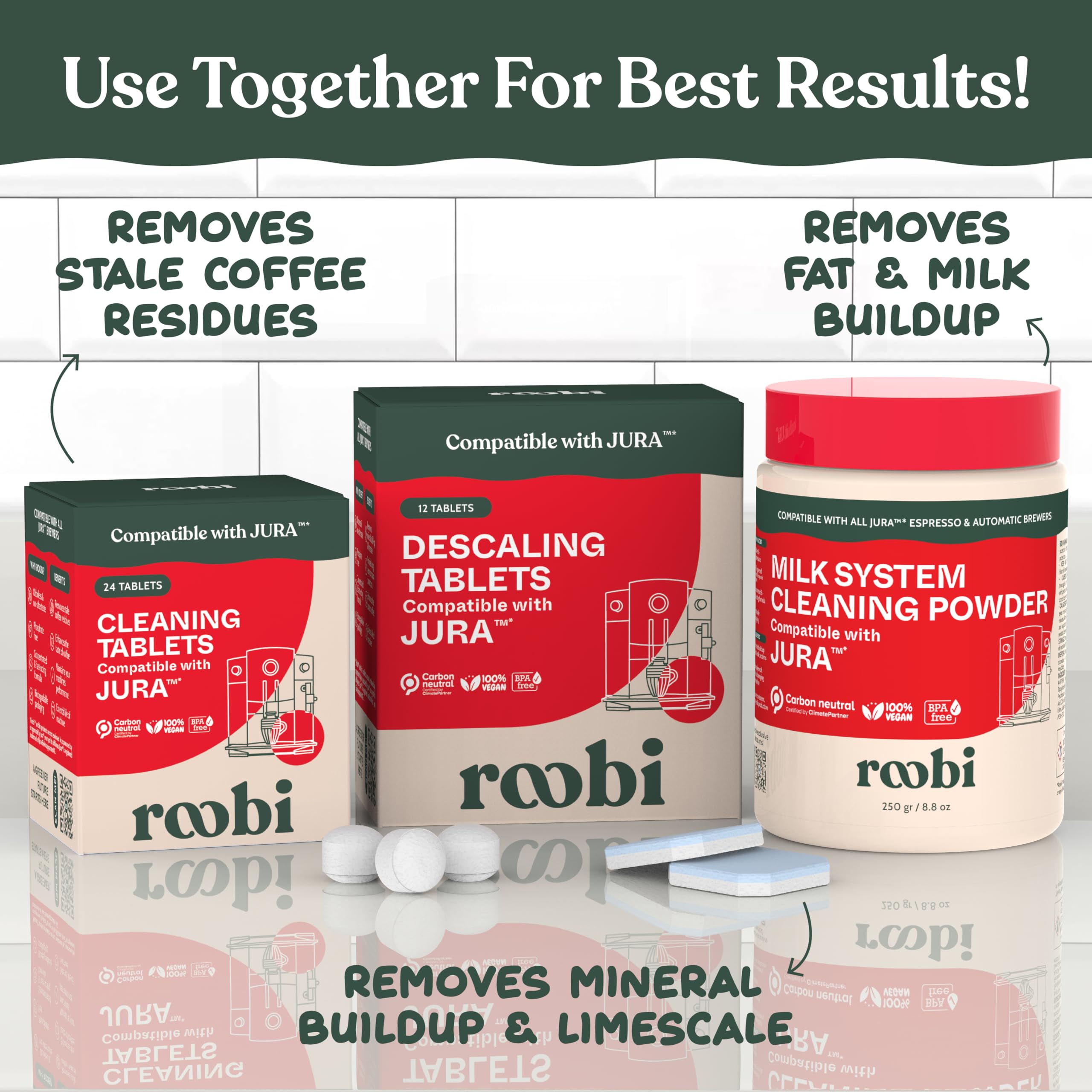 Roobi Jura cleaning tablets for ENA8 model compatible maintenance
