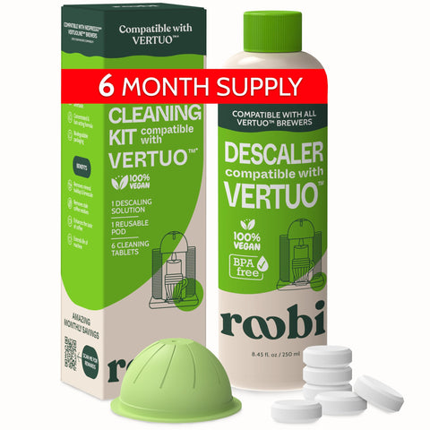Roobi Vertuo descaling solution bottle for cleaner coffee