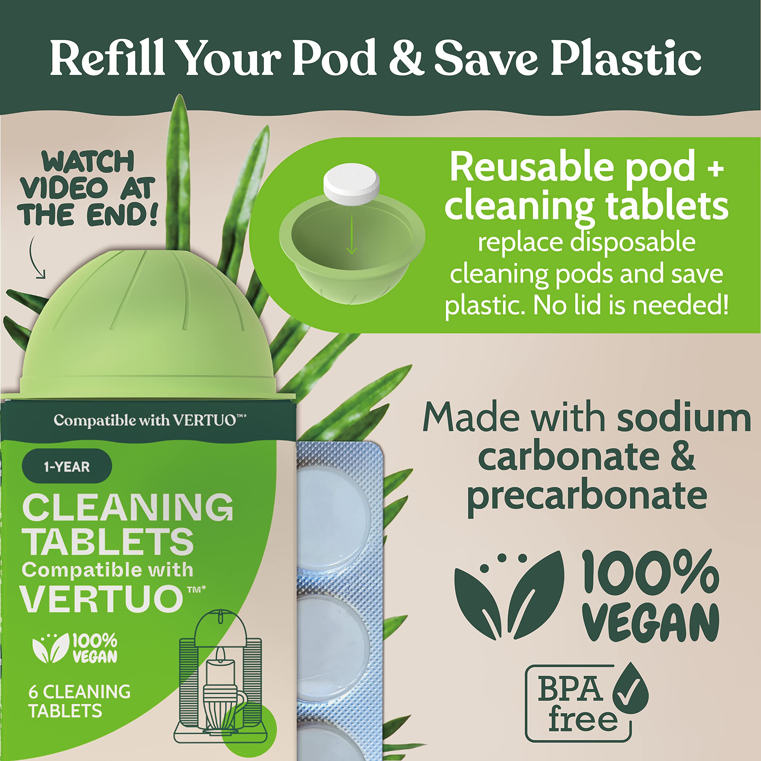 Roobi Vertuo maintenance kit packaging highlights eco-friendly option