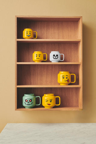 Room Copenhagen LEGO Ceramic Mug Winking Girl coffee-served scene showcases versatile use
