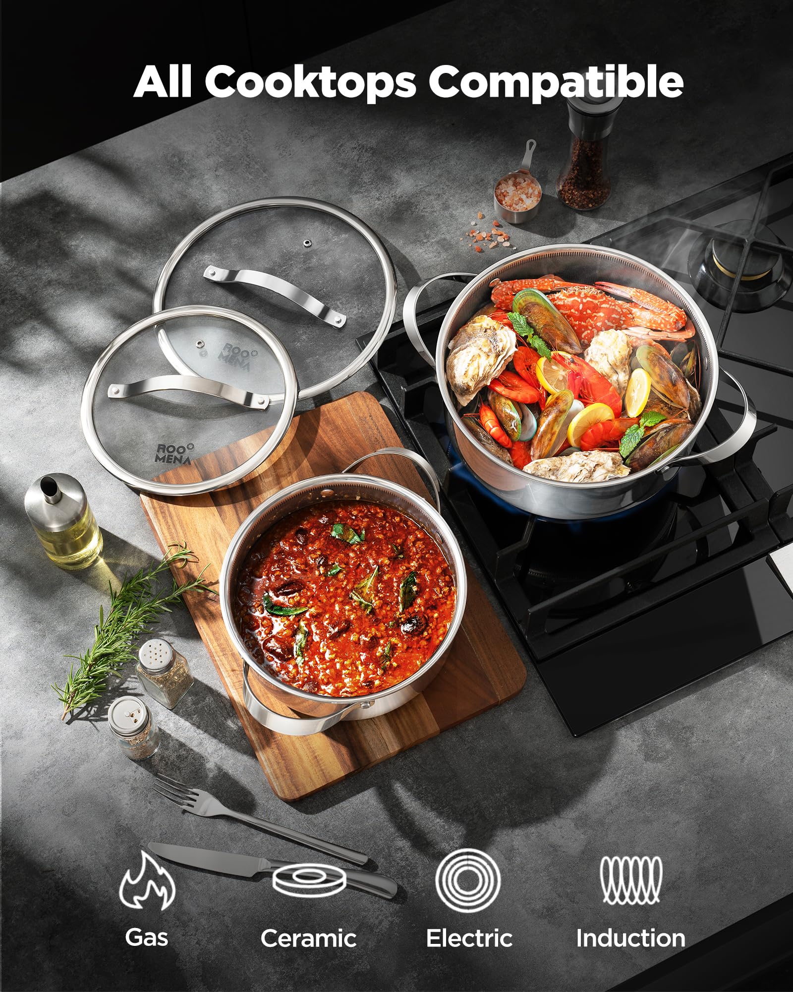 Roomena 10 inch 3QT sauté pan with lid for versatile cooking