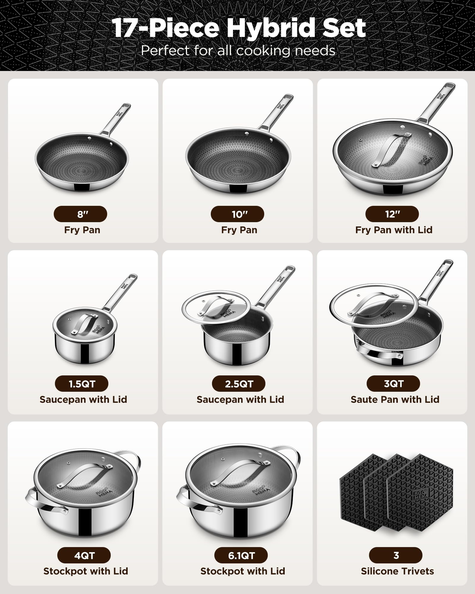 Roomena 10 inch frying pan for quick sears and browning